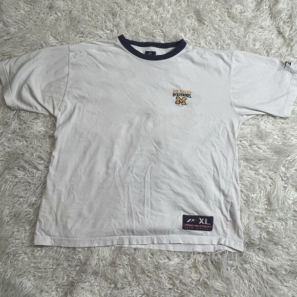Vintage Michigan Wolverines T Shirt Pro Player Ringer Tee Size XL - Picture 1 of 5